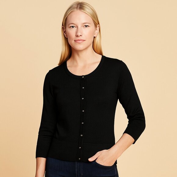 2/$30 White House Black Market Snap Button Cardigan in Black Medium #A0035 - Picture 1 of 7